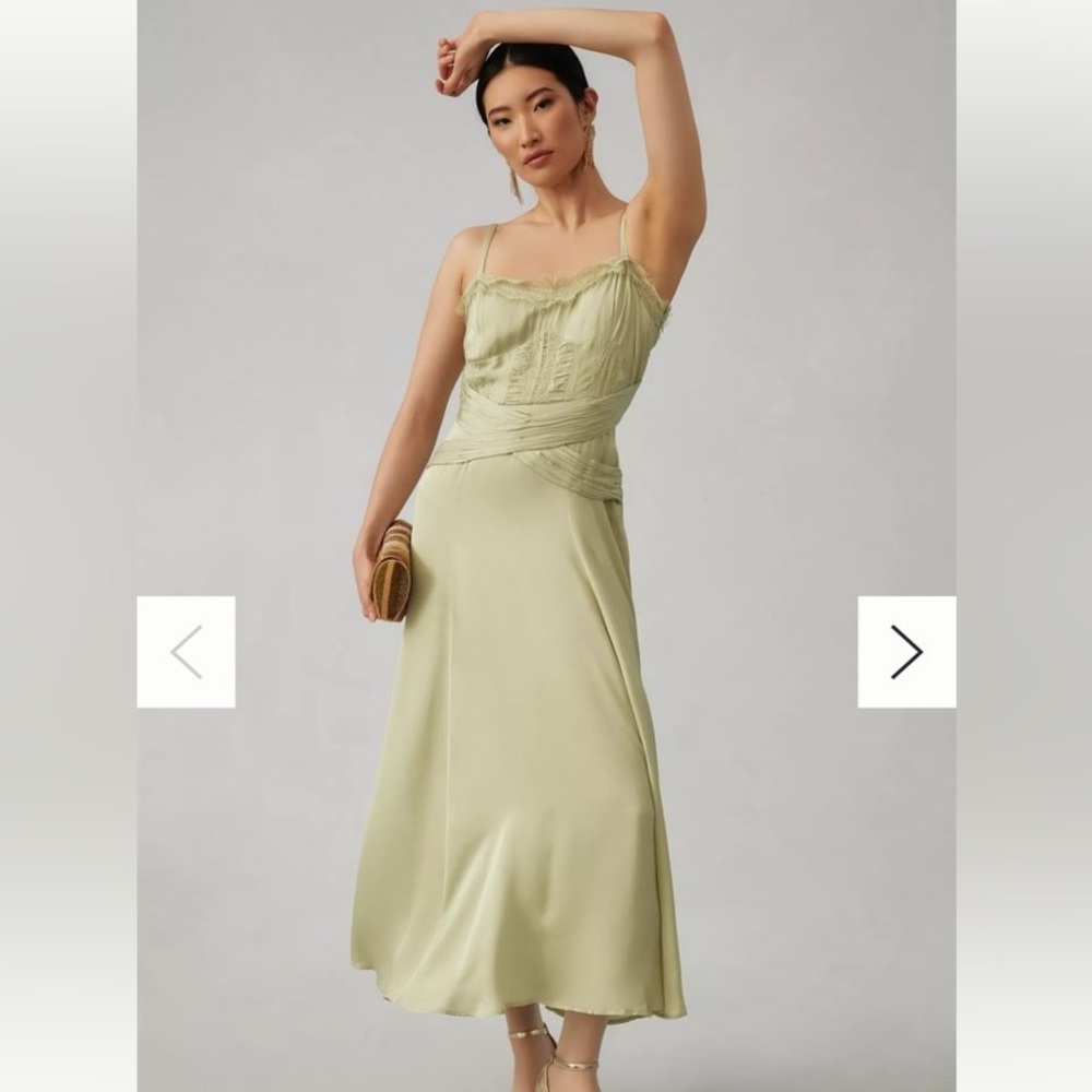 BNWT - Anthropologie Let Me Be A-Line lace trimmed midi dress